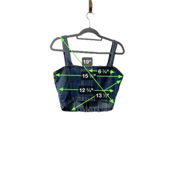 NWT bebe Multi Seam Zip Front Denim Bustier Top Size Large MSRP $98 New - Picture 5 of 11